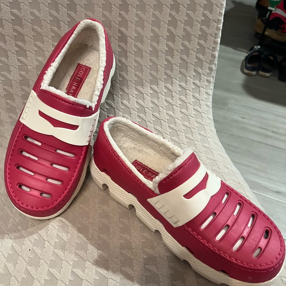 Cole Haan White and Pink Flats with Woven Design